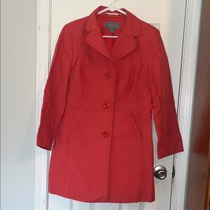 Anne Taylor Coral Pink Single-Breasted Trench Coat